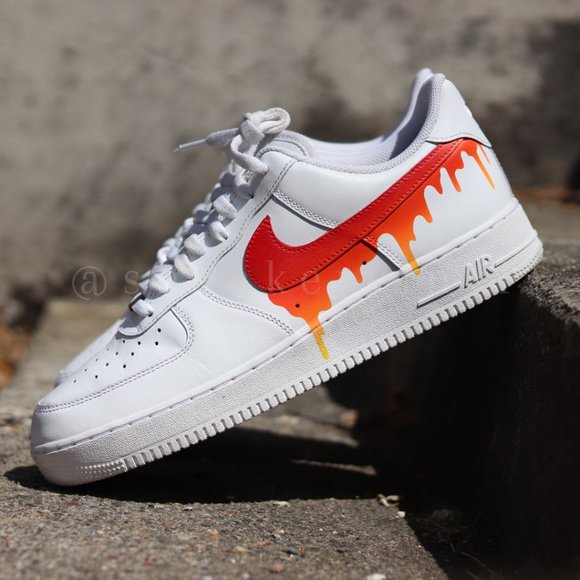Nike Air Force 1 Low SUN FIRE Paint Drip Custom NWT - Picture 8 of 10